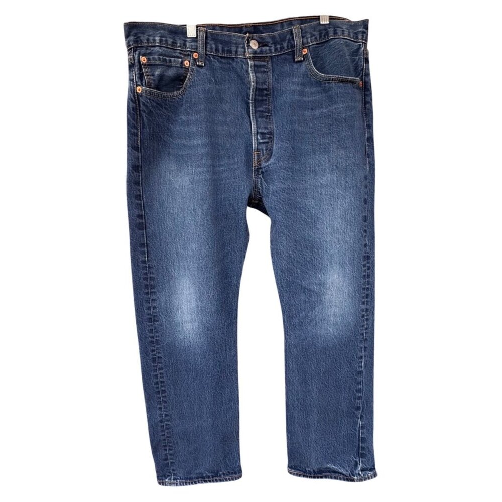 Levis Mens 501 Original Fit Button-Fly Straight-Leg Blue Denim Jeans W36 L28